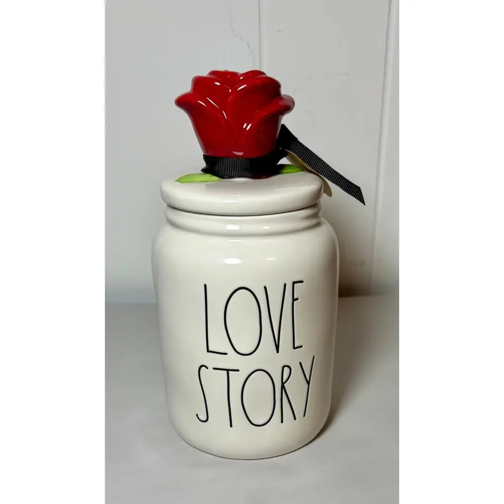 Rae Dunn Disney Beauty And The Beast Love Story White Canister Jar